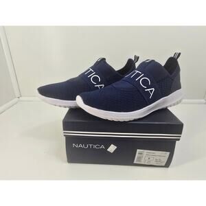 Nautica Women Sz 8 Rosemont/ Navy Blue White Slip On Jogger Sneakers Shoes